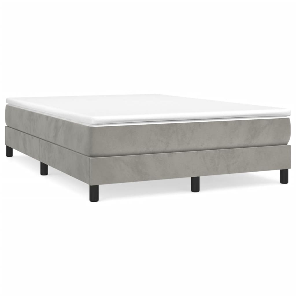 vidaXL Boxspringbett mit Matratze Hellgrau 140x190 cm Samt