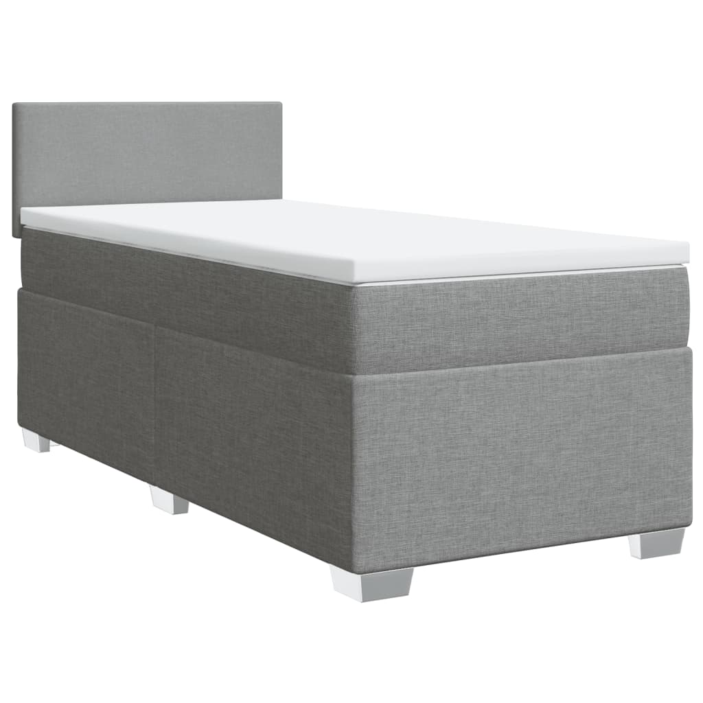 vidaXL Boxspringbett mit Matratze Hellgrau 100x200 cm Stoff