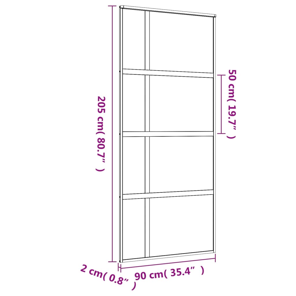 vidaXL Schiebetür Golden 90x205 cm ESG-Klarglas und Aluminium