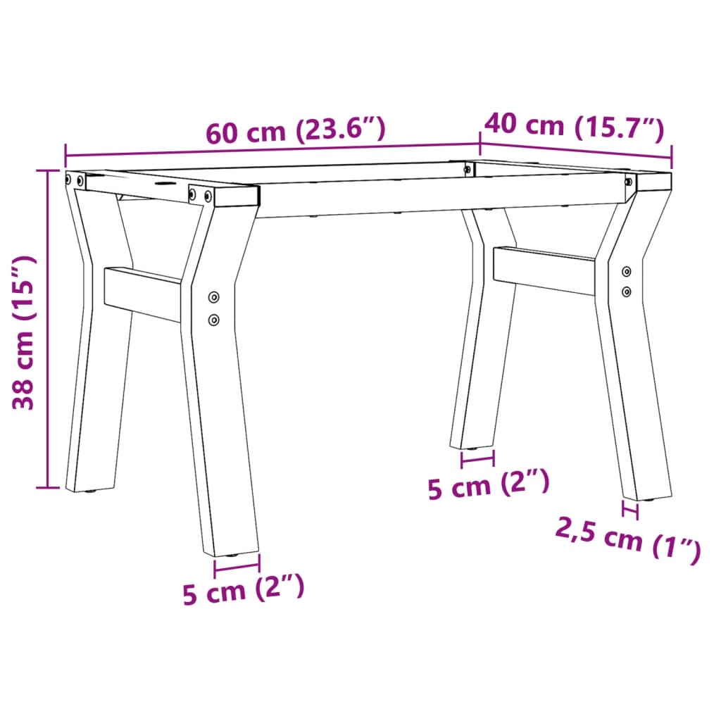 vidaXL Couchtisch-Gestell in Y-Form 60x40x38 cm Gusseisen