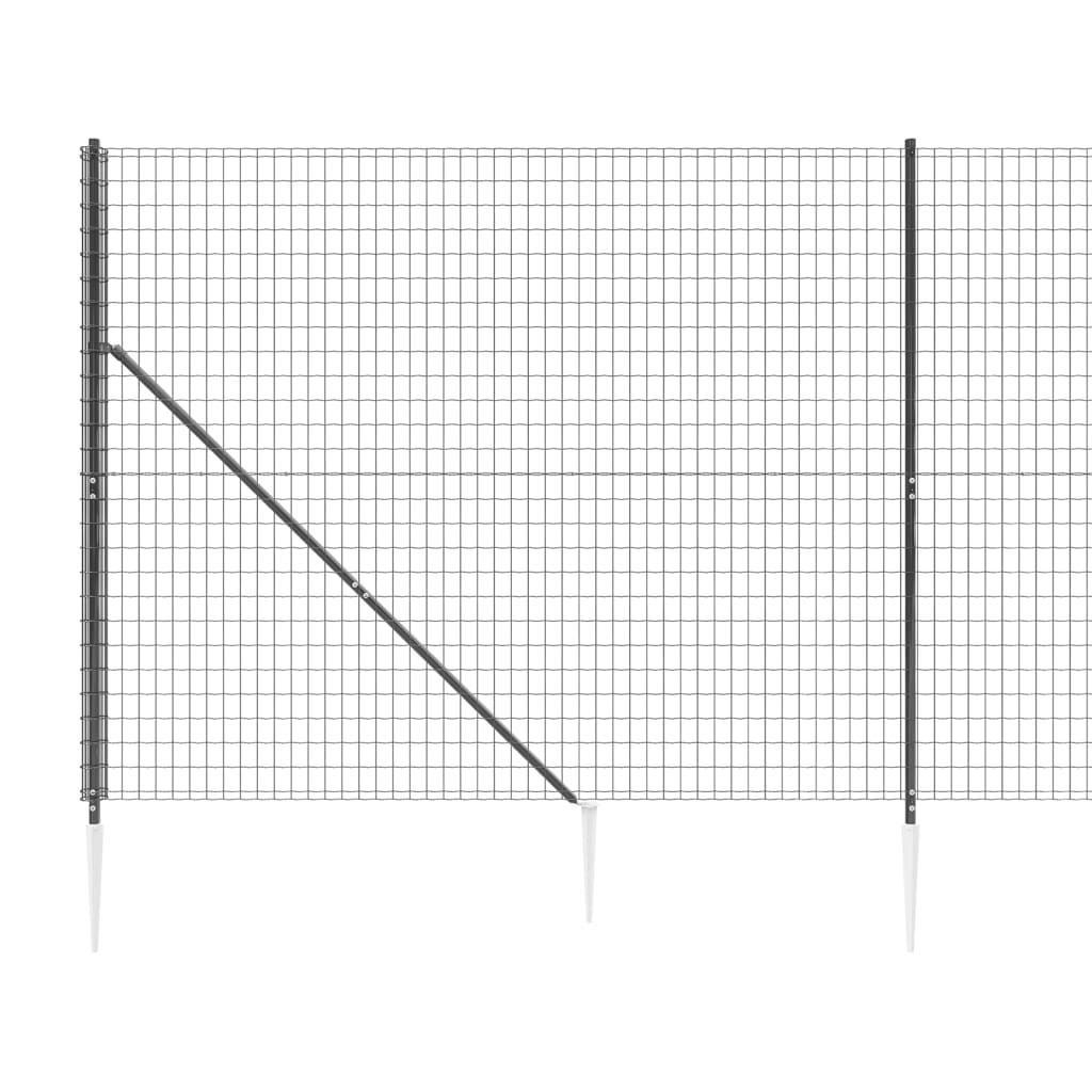 vidaXL Maschendrahtzaun mit Bodenhülsen Anthrazit 2x10 m