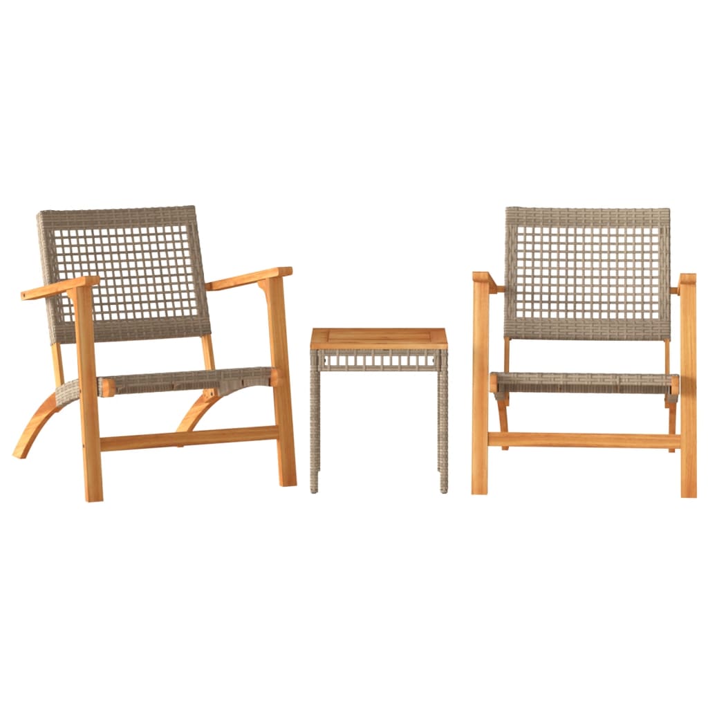 vidaXL 3-tlg. Bistro-Set Beige Poly Rattan und Massivholz Akazie