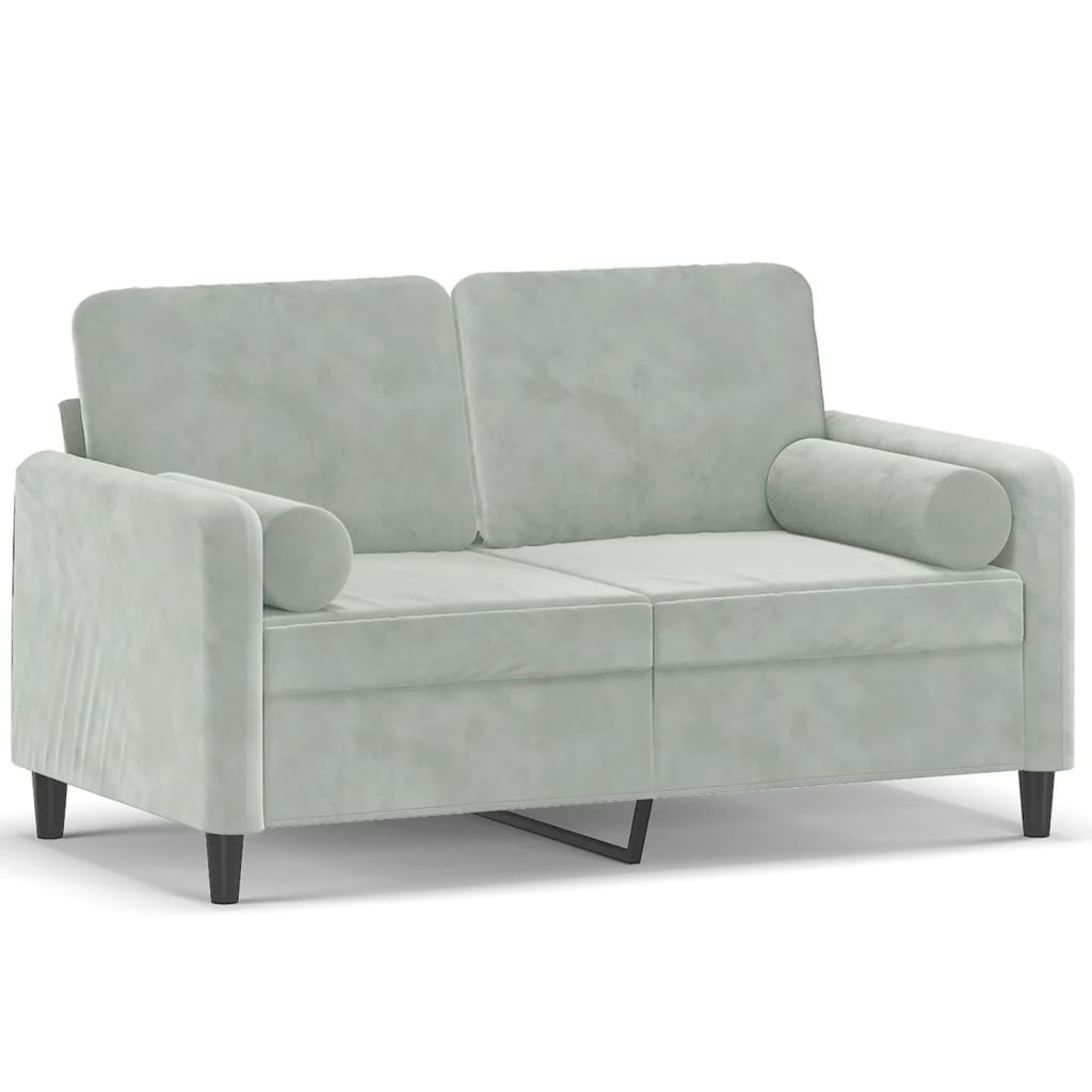 vidaXL 2-Sitzer-Sofa mit Zierkissen Hellgrau 120 cm Samt