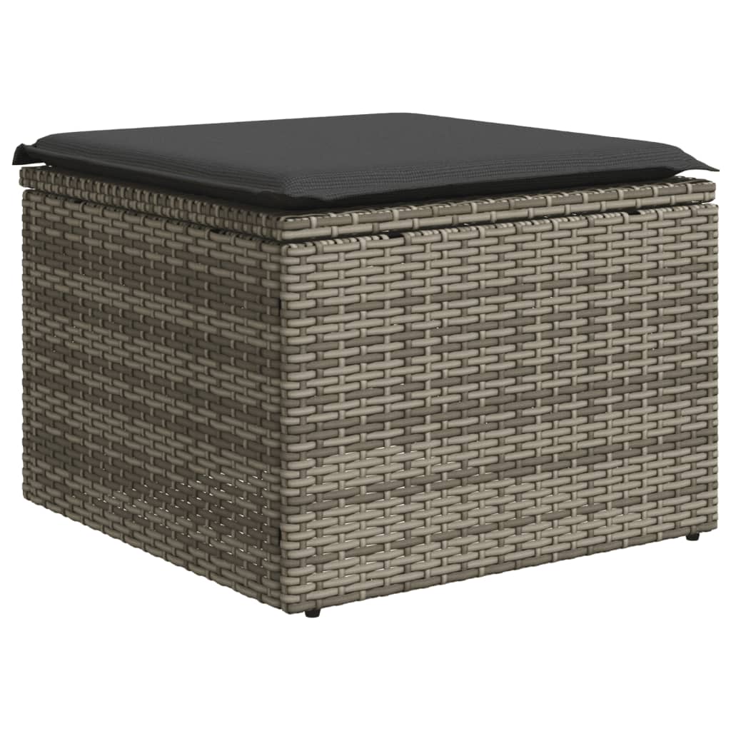 vidaXL 5-tlg. Garten-Sofagarnitur mit Kissen Grau Poly Rattan