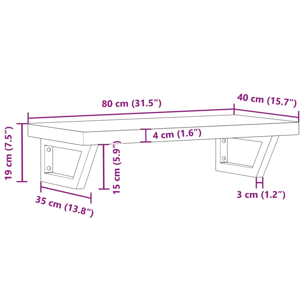 vidaXL Waschbeckenregal Wandmontage Stahl und Massivholz Buche