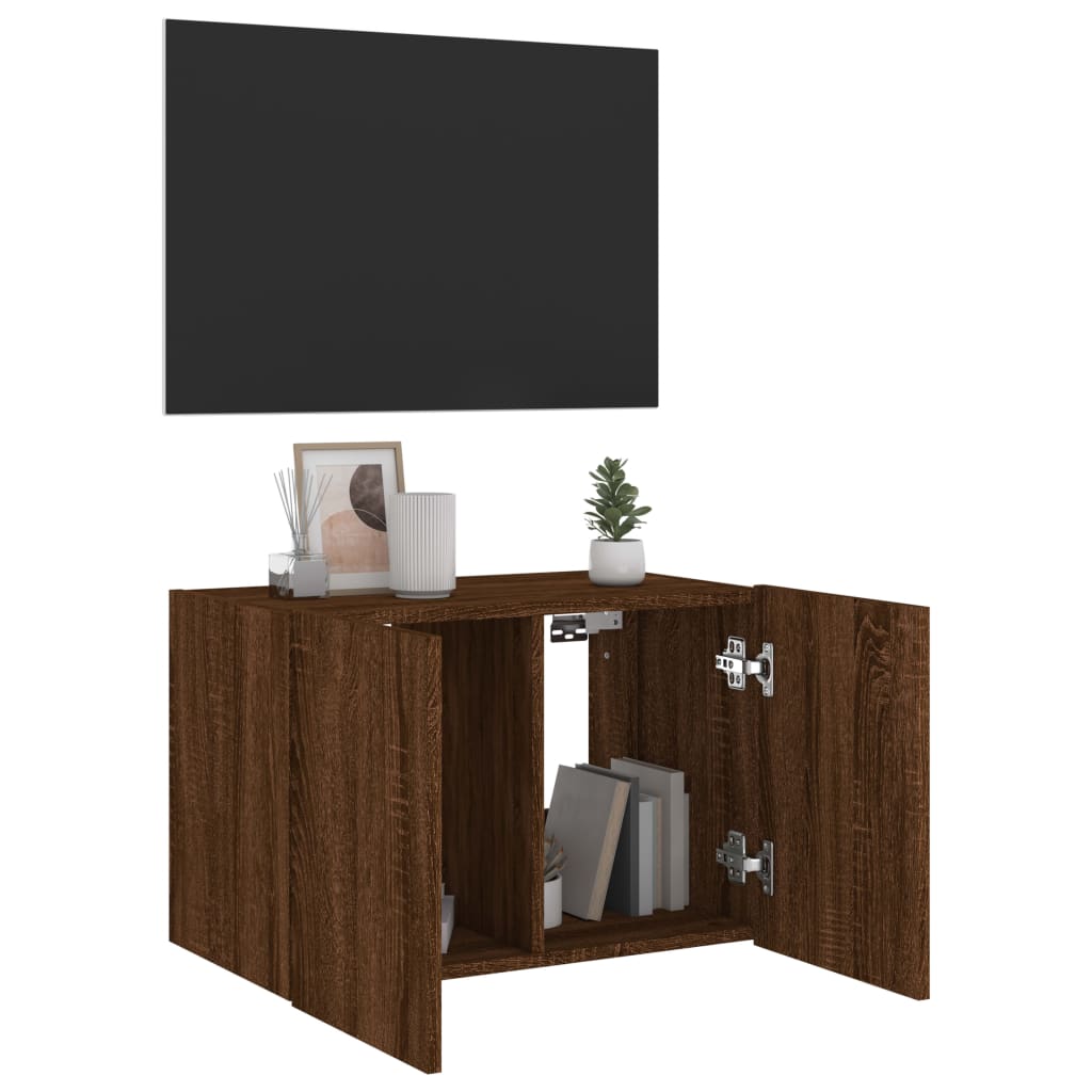 vidaXL TV-Wandschrank mit LED-Leuchten Braun Eichen-Optik 60x35x41 cm