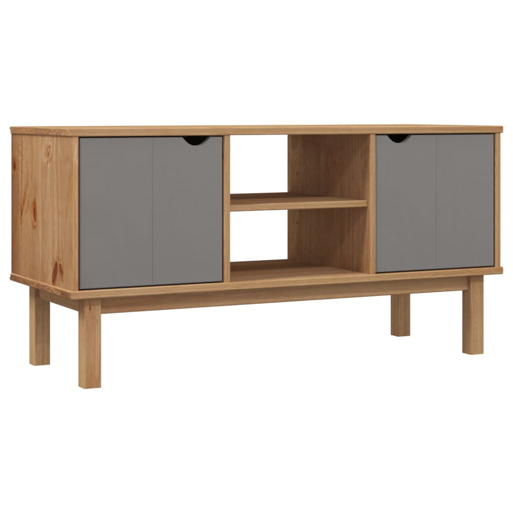 vidaXL TV-Schrank OTTA Braun&Grau 113,5x43x57 cm Massivholz Kiefer