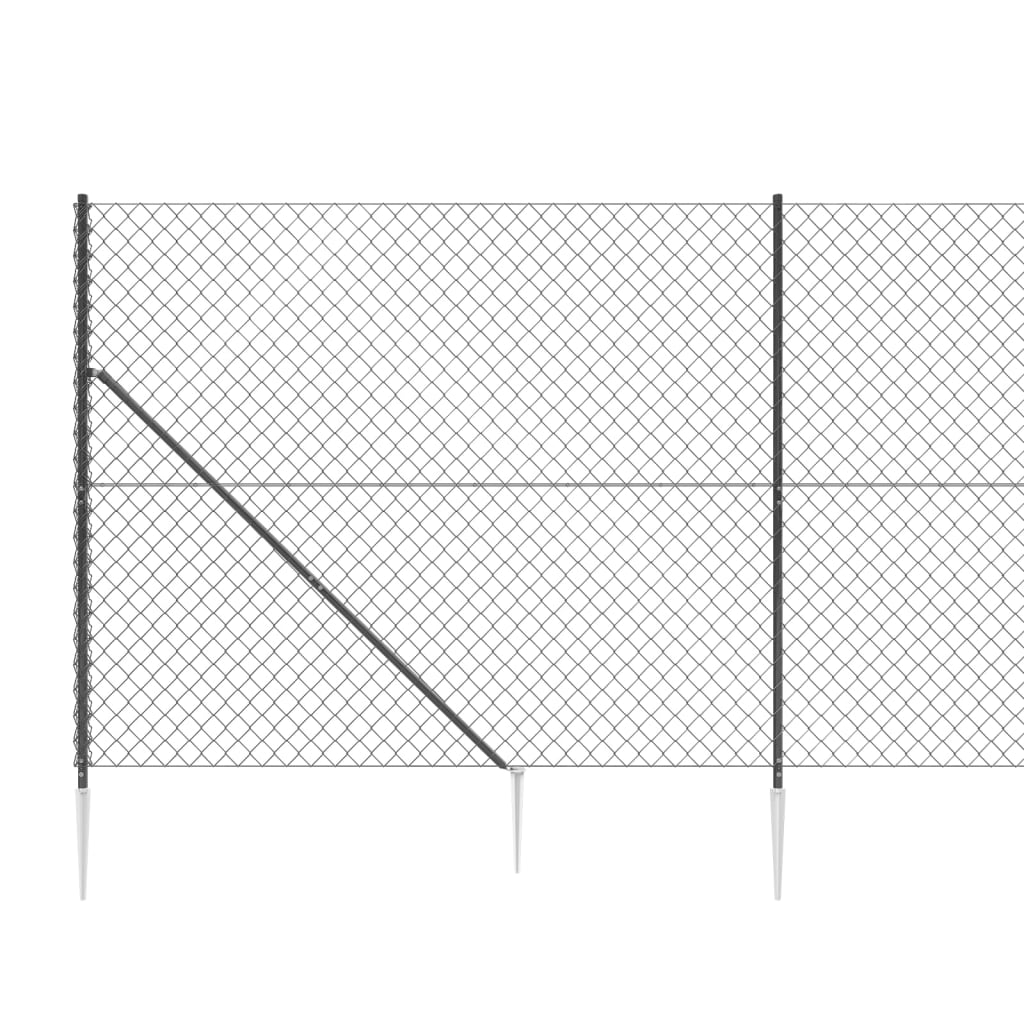 vidaXL Maschendrahtzaun mit Bodenhülsen Anthrazit 1,4x25 m