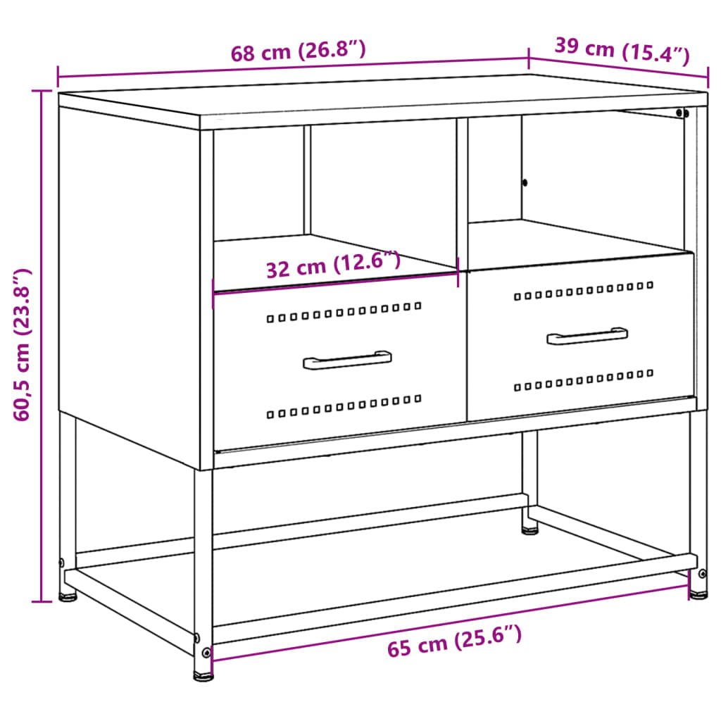 vidaXL TV-Schrank Anthrazit 68x39x60,5 cm Stahl