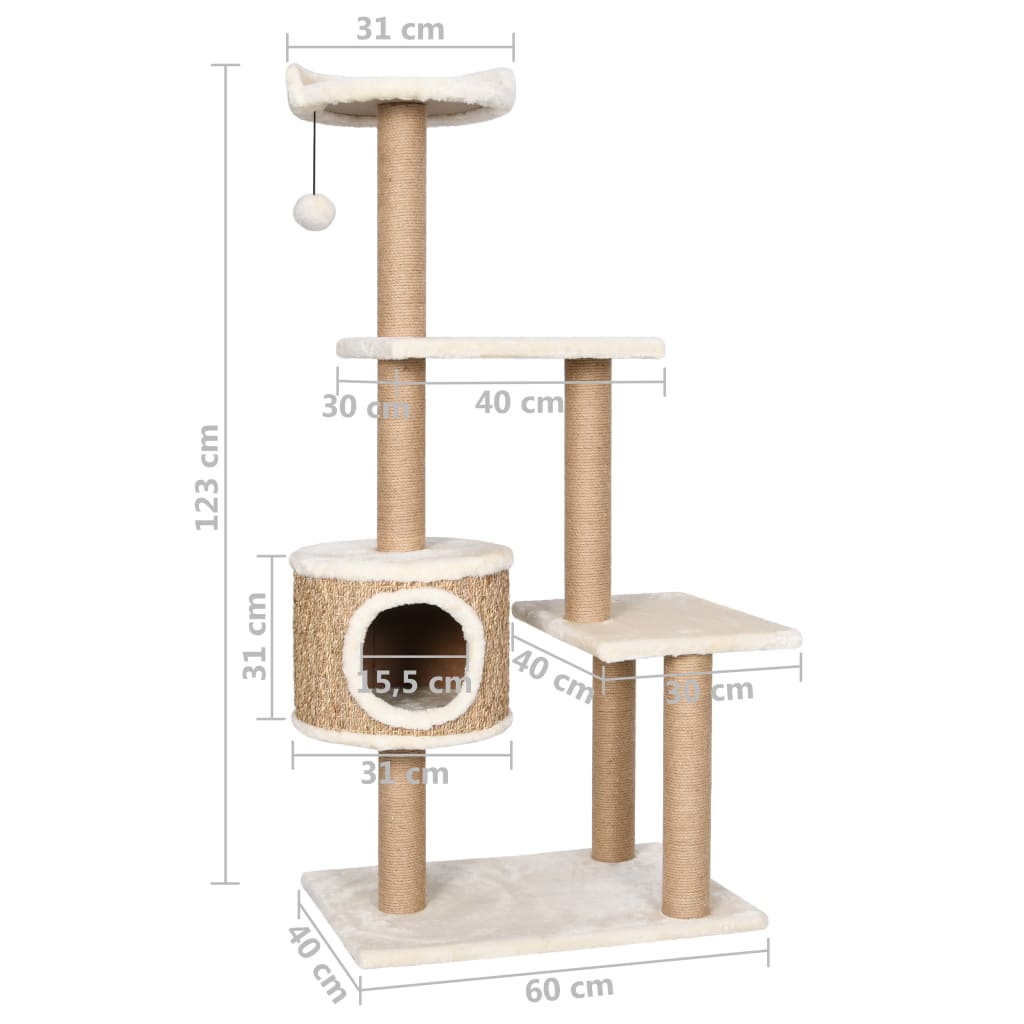 vidaXL Katzen-Kratzbaum 123 cm Seegras