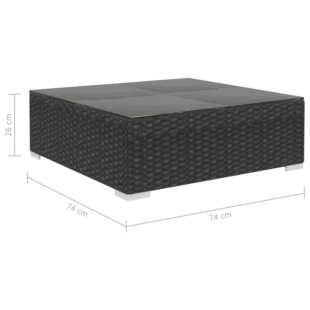 vidaXL 5-tlg. Garten-Lounge-Set mit Auflagen Poly Rattan Schwarz