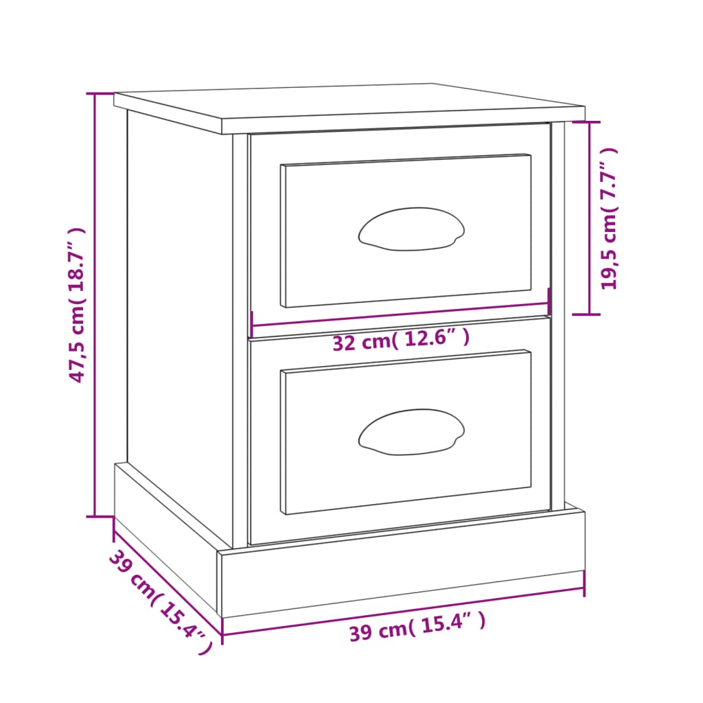 vidaXL Nachttisch Sonoma-Eiche 39x39x47,5 cm Holzwerkstoff