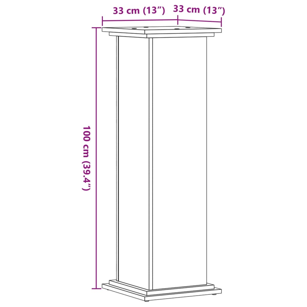 vidaXL Pflanzenständer Grau Sonoma 33x33x100 cm Holzwerkstoff