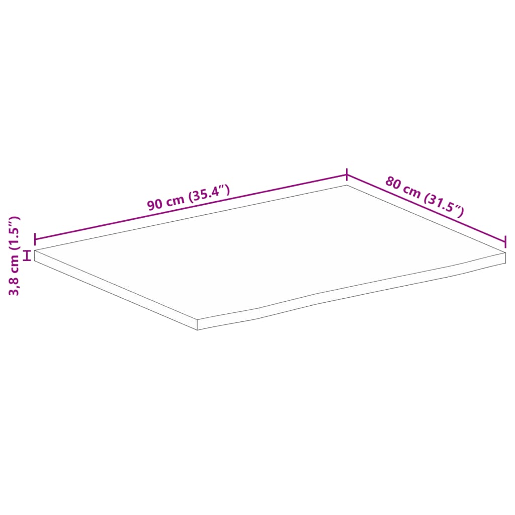 vidaXL Tischplatte mit Baumkante 90x80x3,8 cm Massivholz Mango