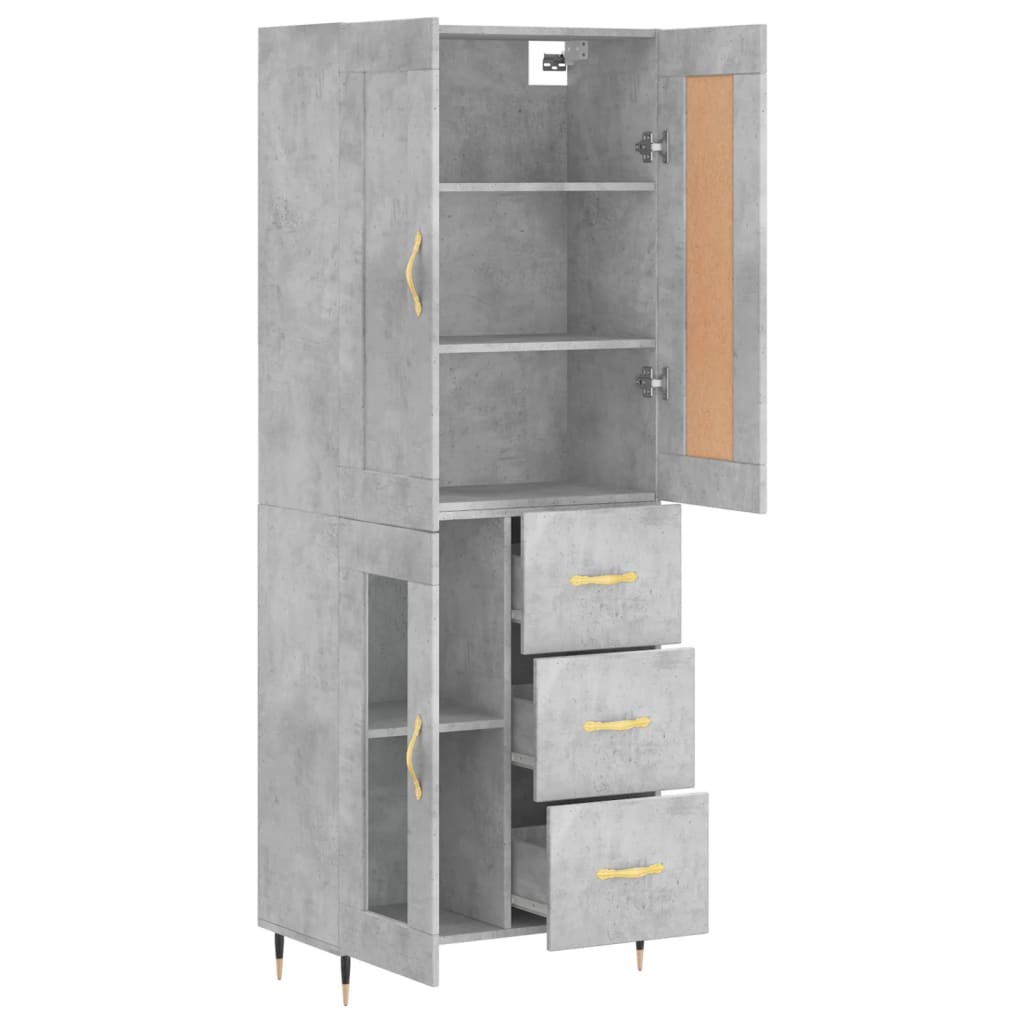 vidaXL Highboard Betongrau 69,5x34x180 cm Holzwerkstoff