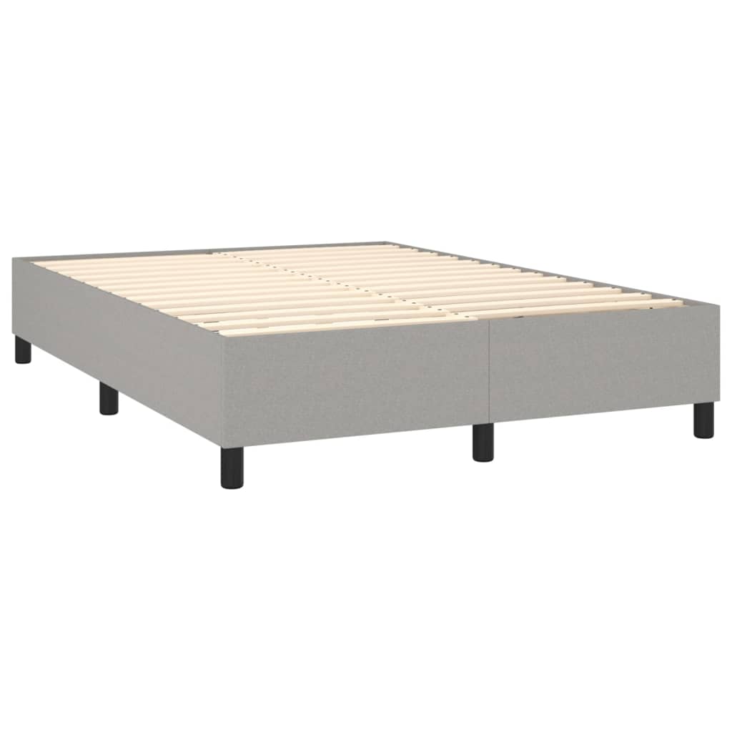 vidaXL Boxspringbett mit Matratze & LED Hellgrau 140x190 cm Stoff