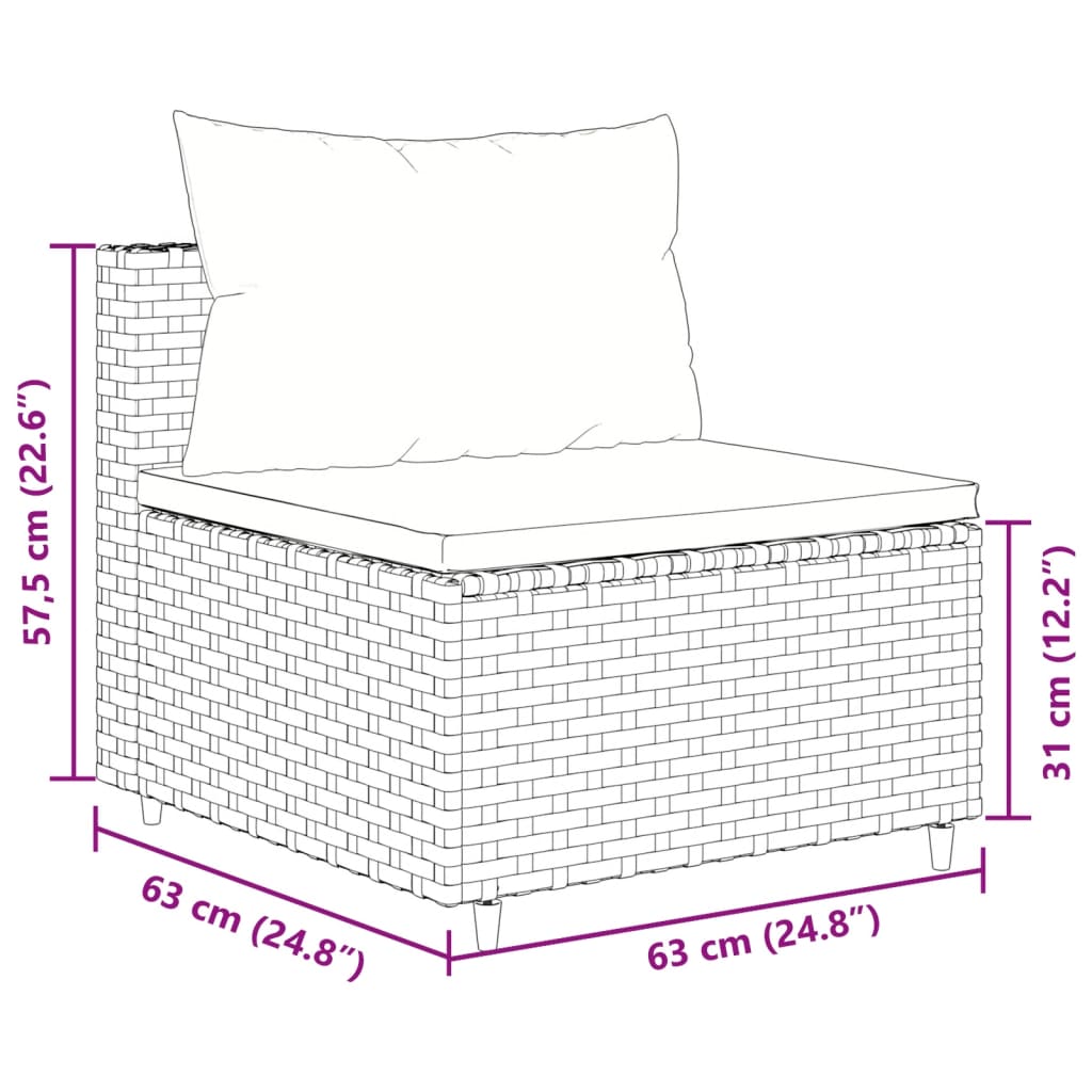 vidaXL 7-tlg. Garten-Lounge-Set mit Kissen Braun Poly Rattan