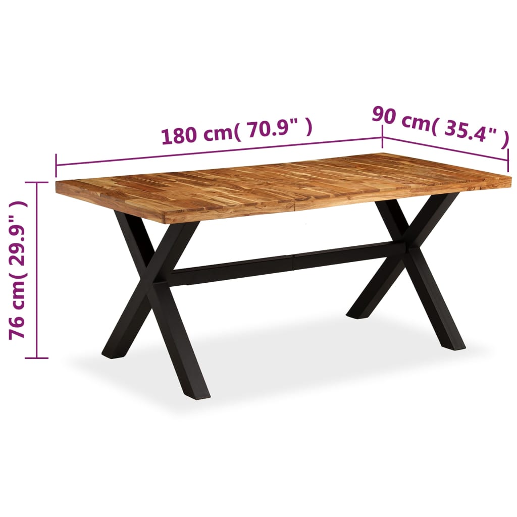 vidaXL Esstisch Massivholz Akazie und Mango 180x90x76 cm