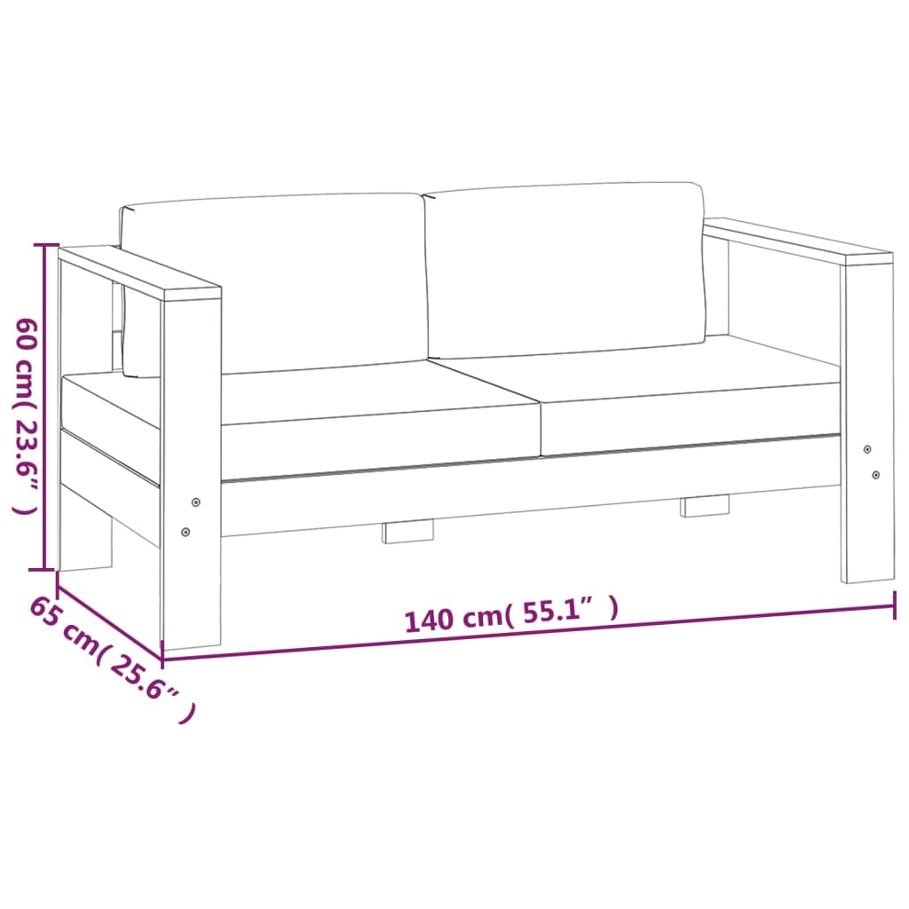 vidaXL 3-tlg. Garten-Lounge-Set mit Cremeweißen Kissen Massivholz