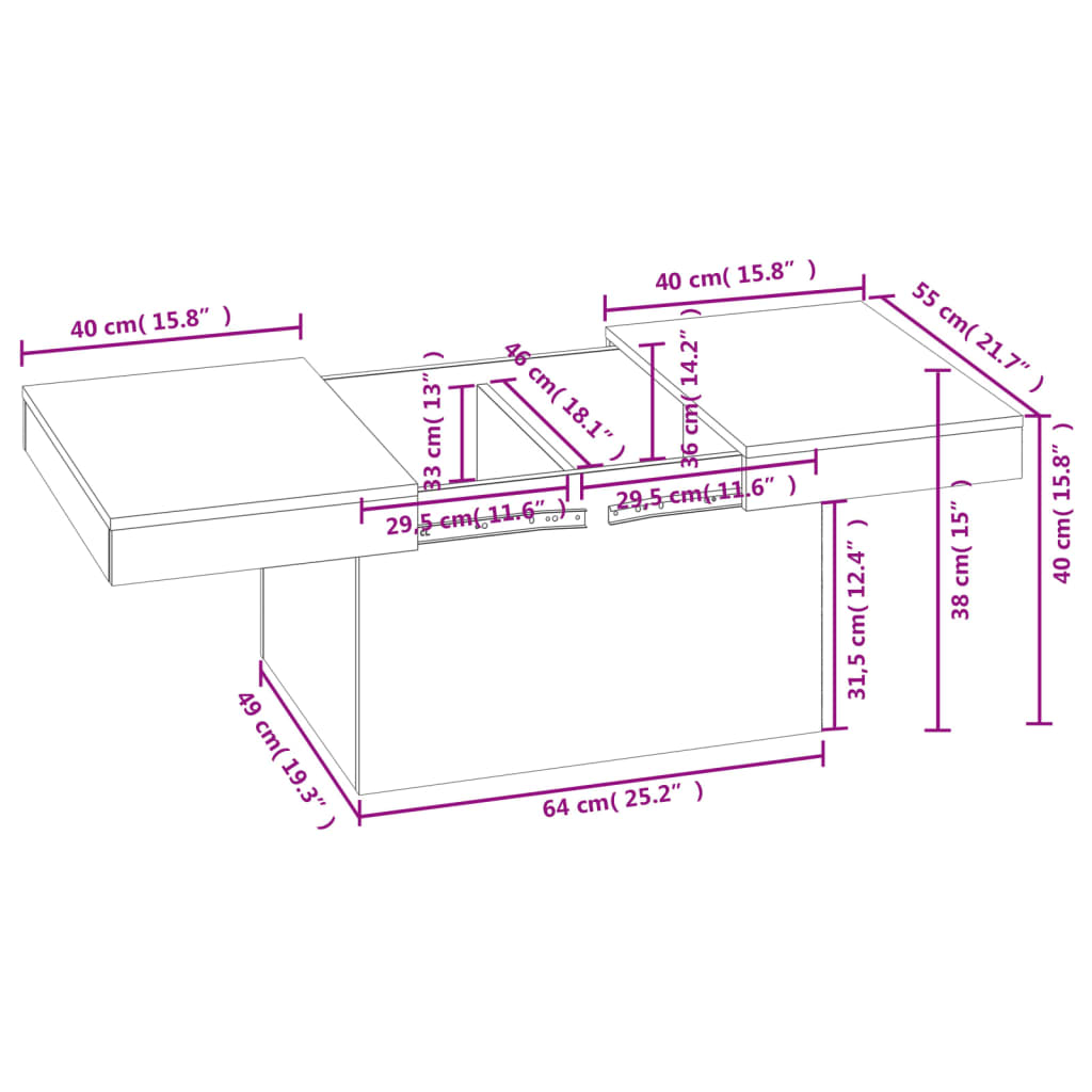 vidaXL Couchtisch Weiß 80x55x40 cm Holzwerkstoff