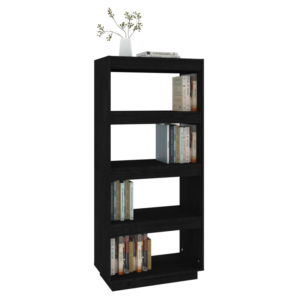 vidaXL Bücherregal/Raumteiler Schwarz 60x35x135 cm Massivholz Kiefer