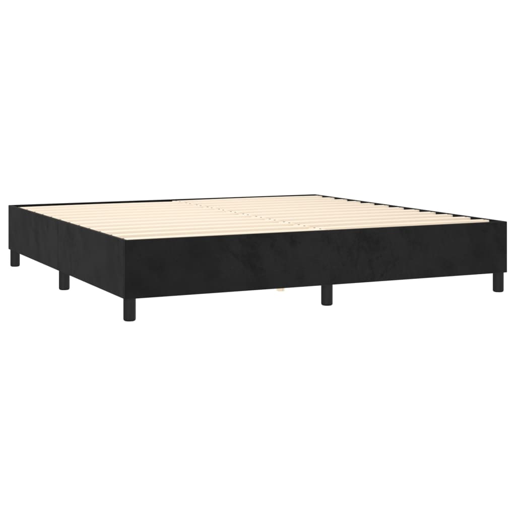 vidaXL Boxspringbett mit Matratze & LED Schwarz 200x200 cm Samt