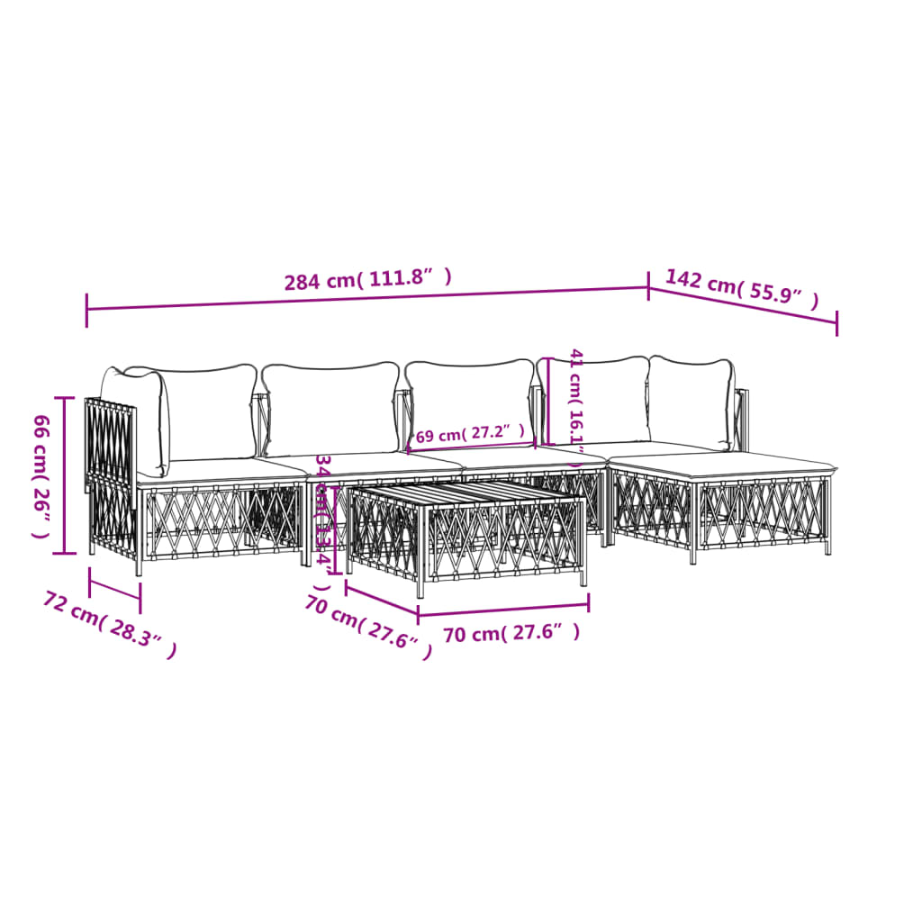 vidaXL 6-tlg. Garten-Lounge-Set mit Kissen Anthrazit Stahl