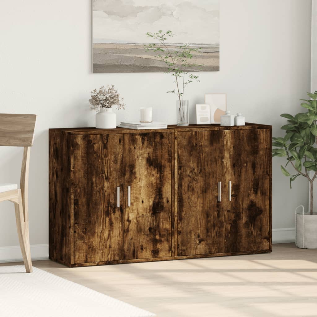 vidaXL Sideboards 2 Stk. Räuchereiche 60x31x70 cm Holzwerkstoff