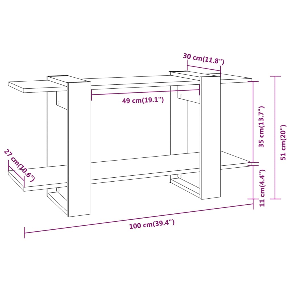 vidaXL Bücherregal Weiß 100x30x51 cm Holzwerkstoff