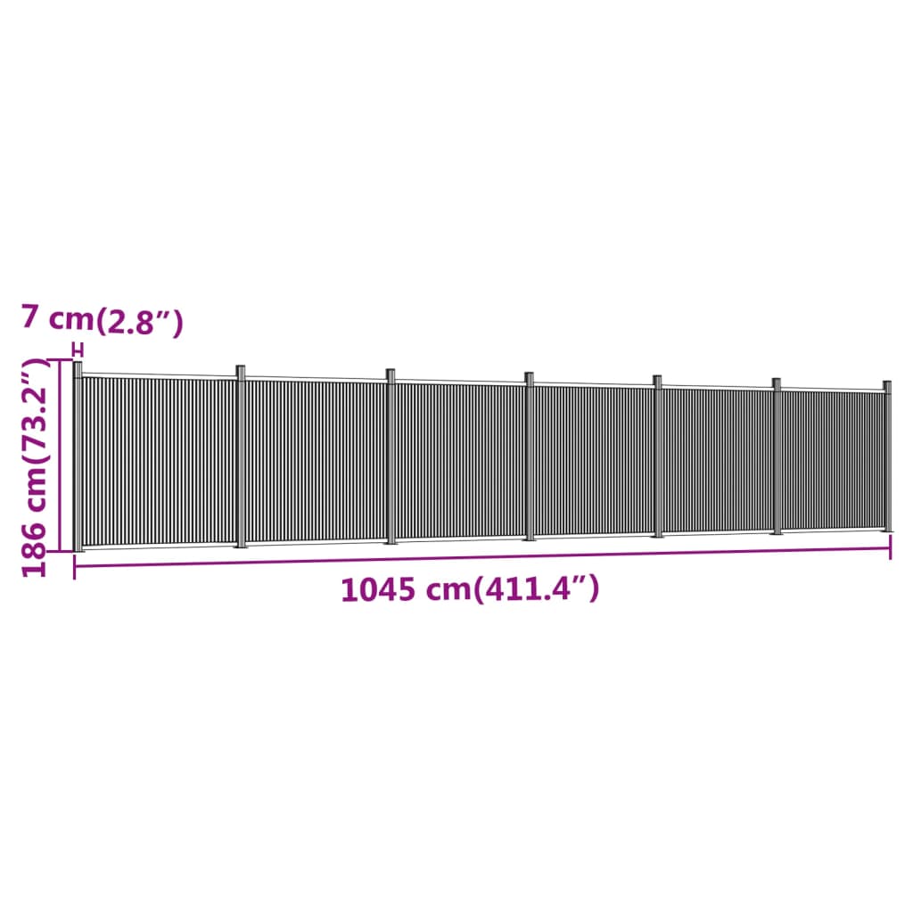 vidaXL Zaunelement Grau 1045x186 cm WPC