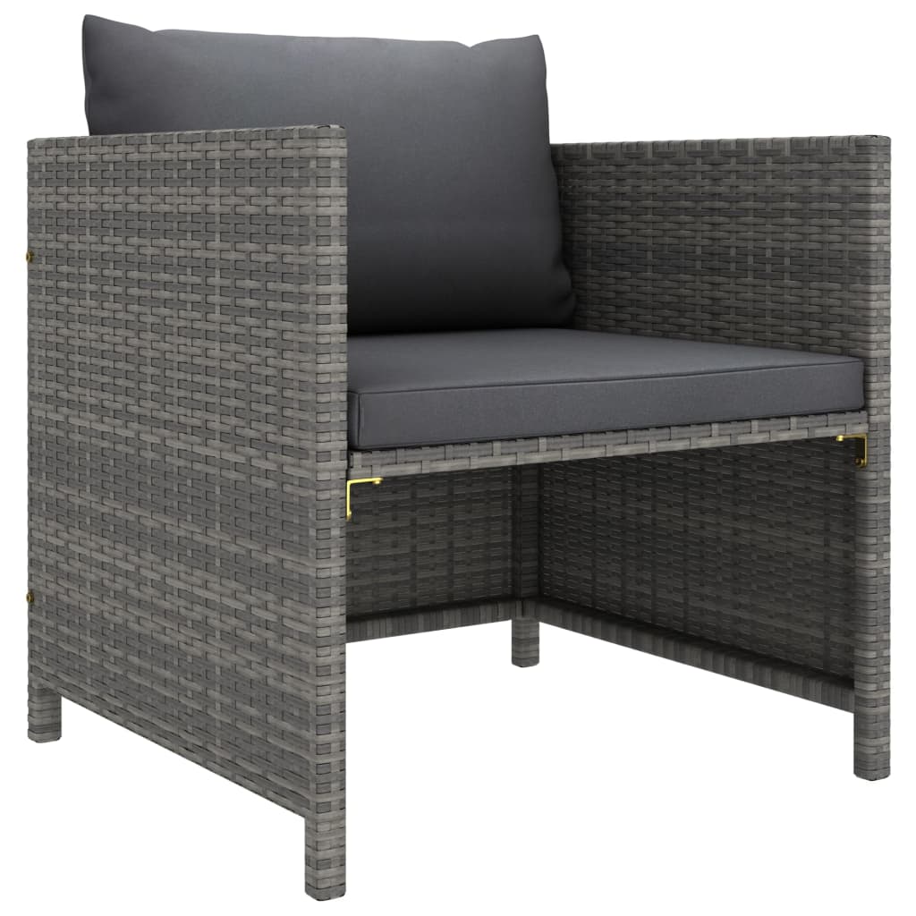 vidaXL 7-tlg. Garten-Lounge-Set mit Kissen Poly Rattan Grau