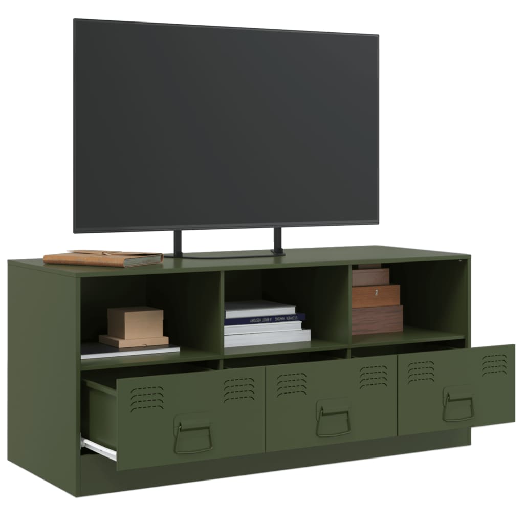 vidaXL TV-Schrank Olivgrün 99x39x44 cm Stahl