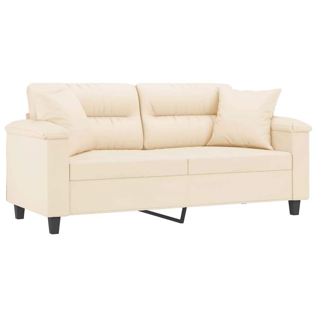 vidaXL 2-Sitzer-Sofa mit Kissen Beige 140 cm Mikrofasergewebe