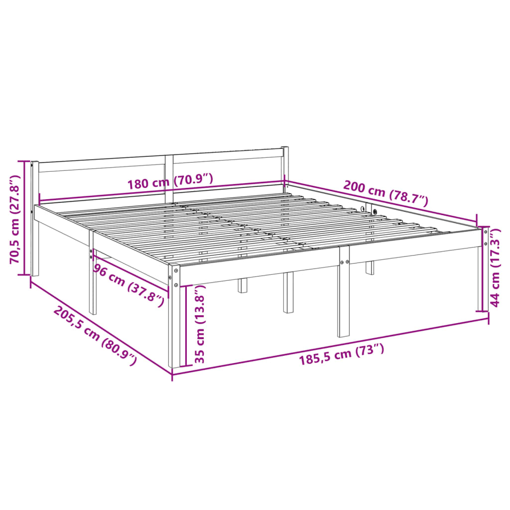 vidaXL Seniorenbett 180x200 cm Massivholz Kiefer