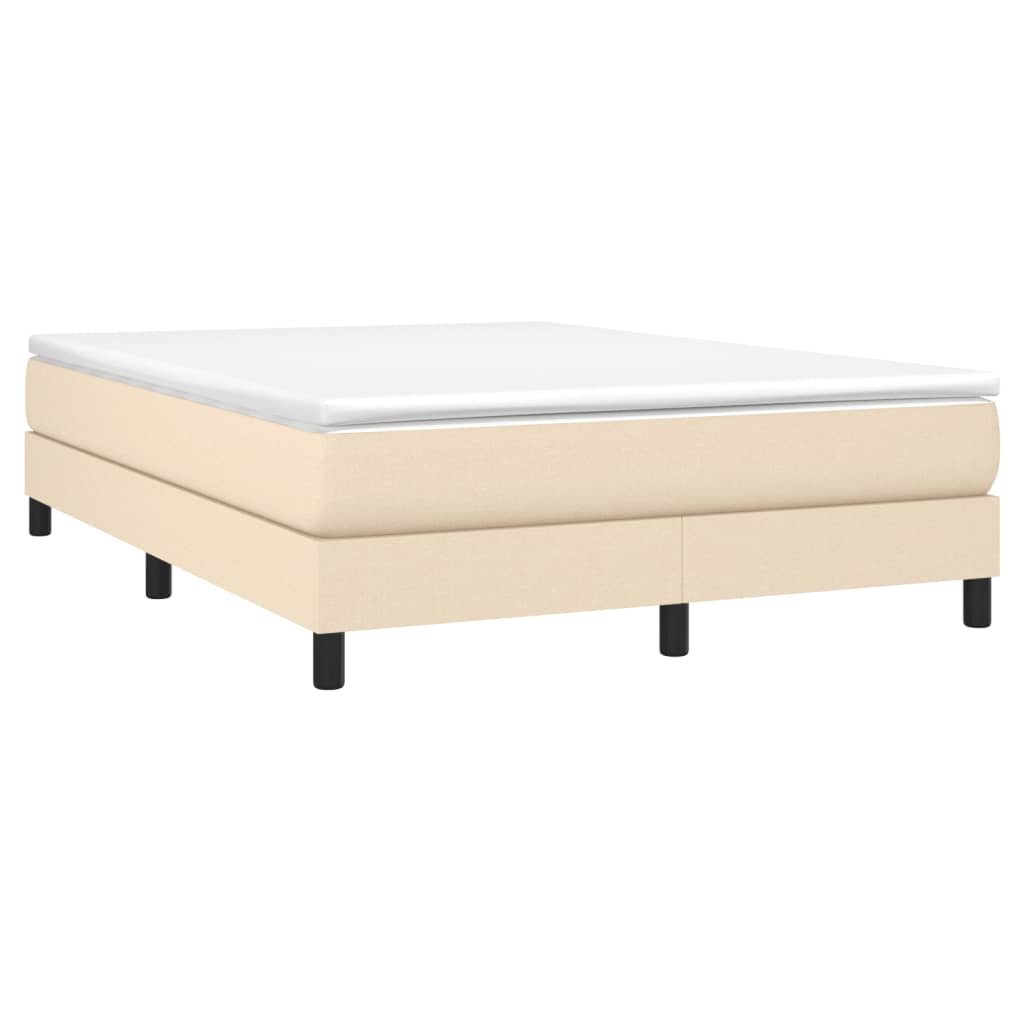 vidaXL Boxspringbett mit Matratze Creme 160x200 cm Stoff