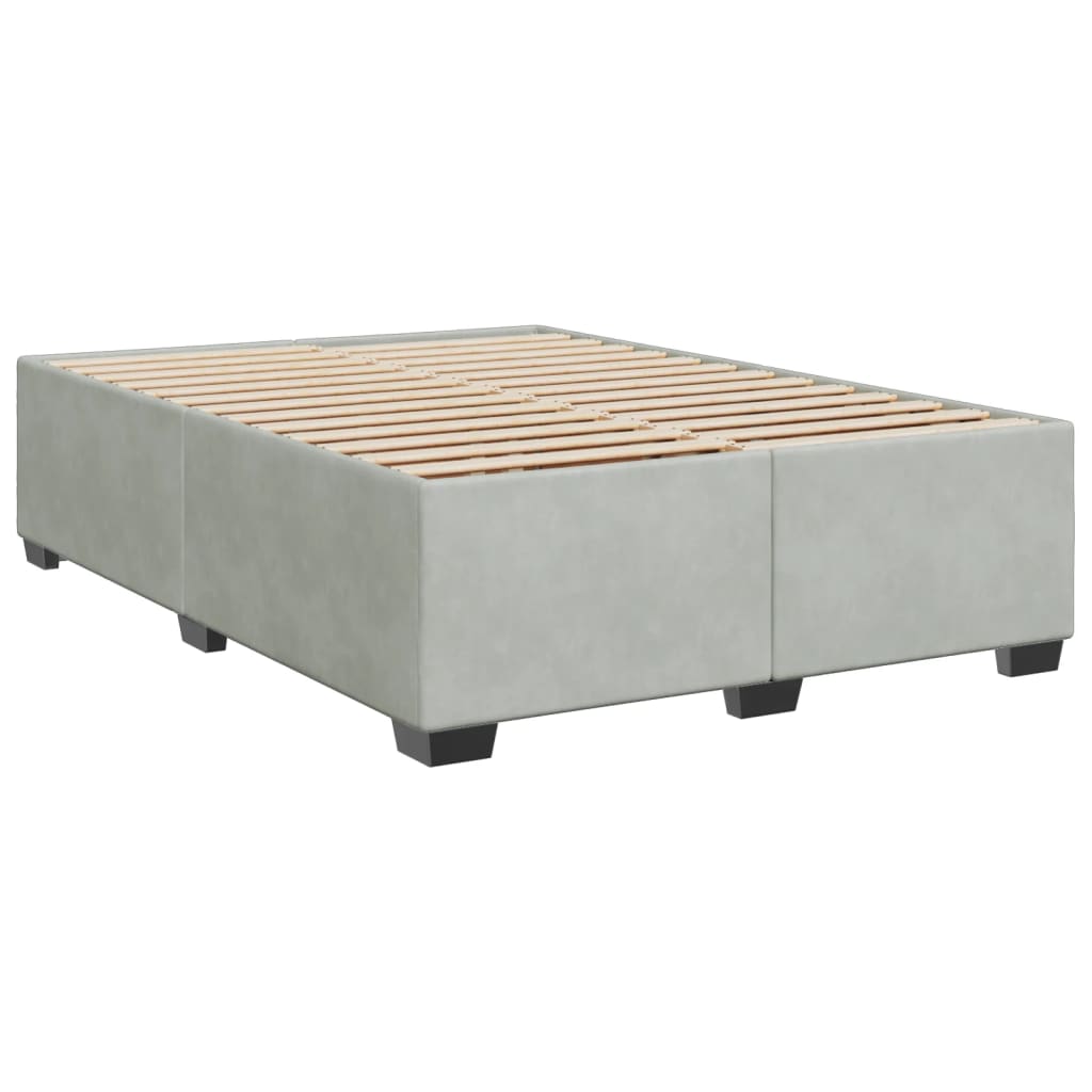 vidaXL Boxspringbett mit Matratze Hellgrau 140x190 cm Samt