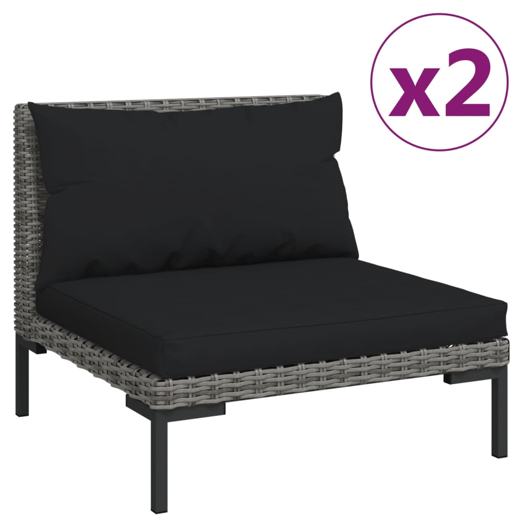 vidaXL 3-tlg. Garten-Lounge-Set Dunkelgrau Halbrundes Poly Rattan