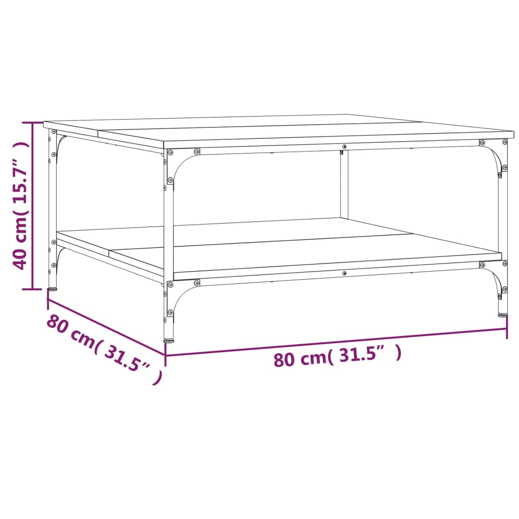 vidaXL Couchtisch Schwarz 80x80x40 cm Holzwerkstoff