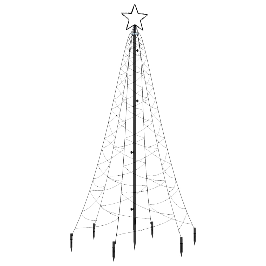 vidaXL LED-Weihnachtsbaum mit Erdnägeln Blau 200 LEDs 180 cm