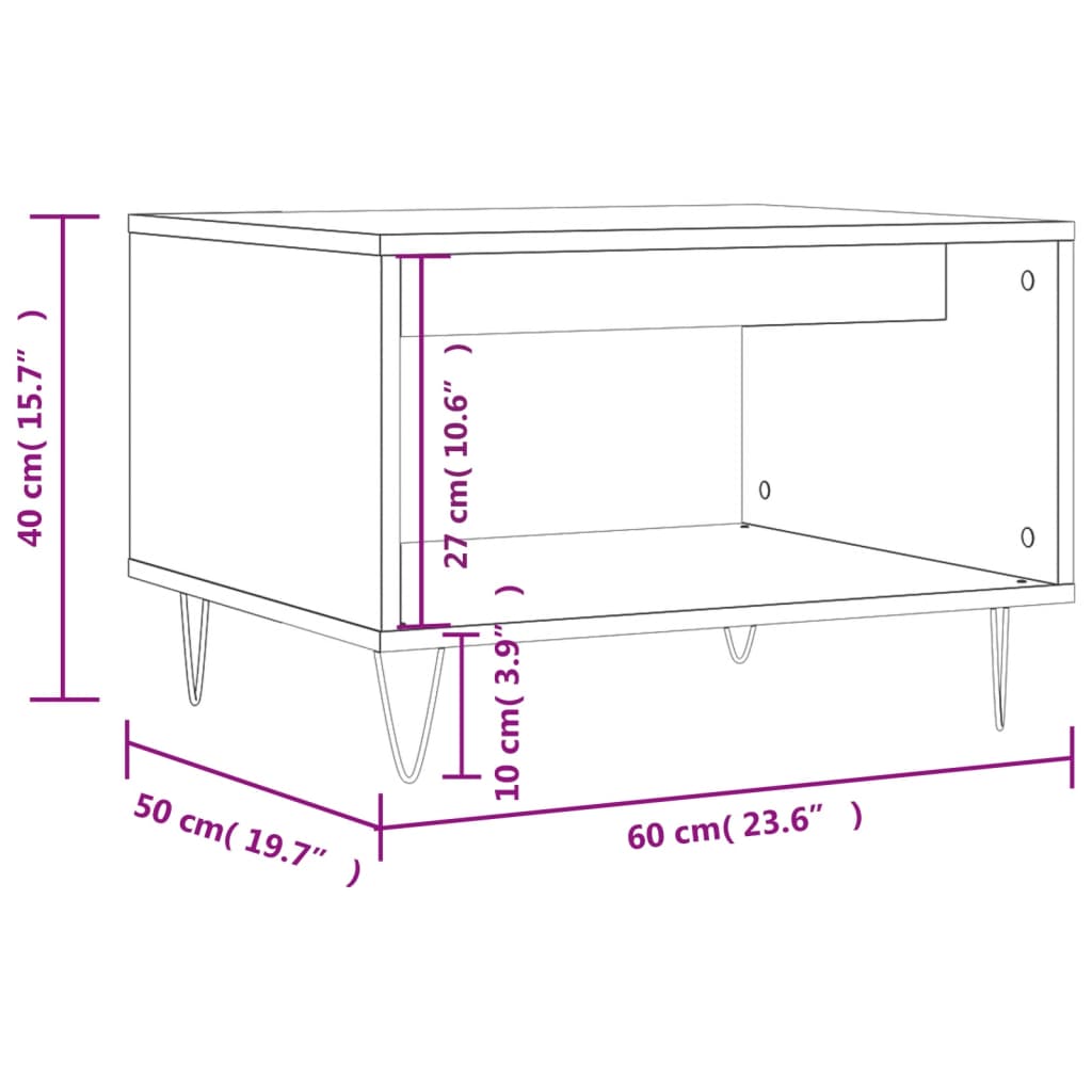 vidaXL Couchtisch Schwarz 60x50x40 cm Holzwerkstoff