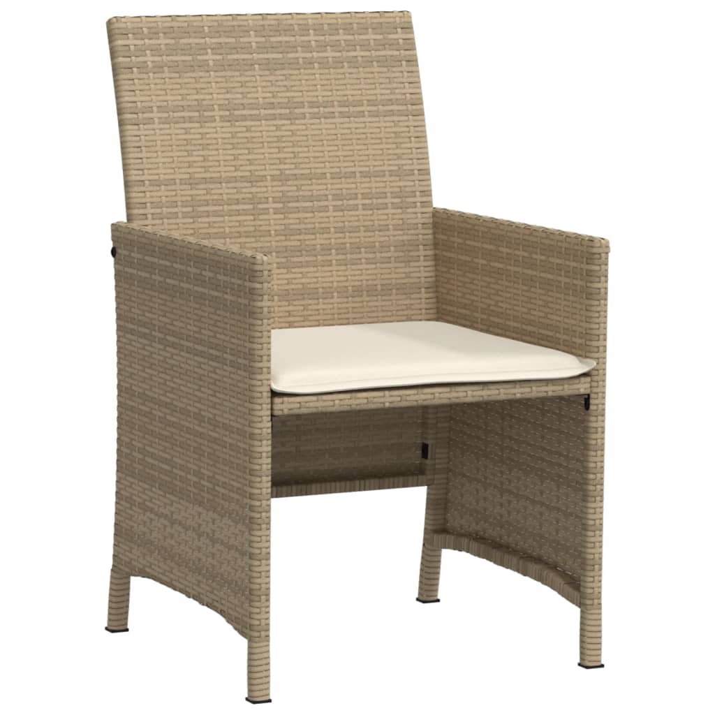 vidaXL 3-tlg. Bistro-Set mit Kissen Beige Poly Rattan