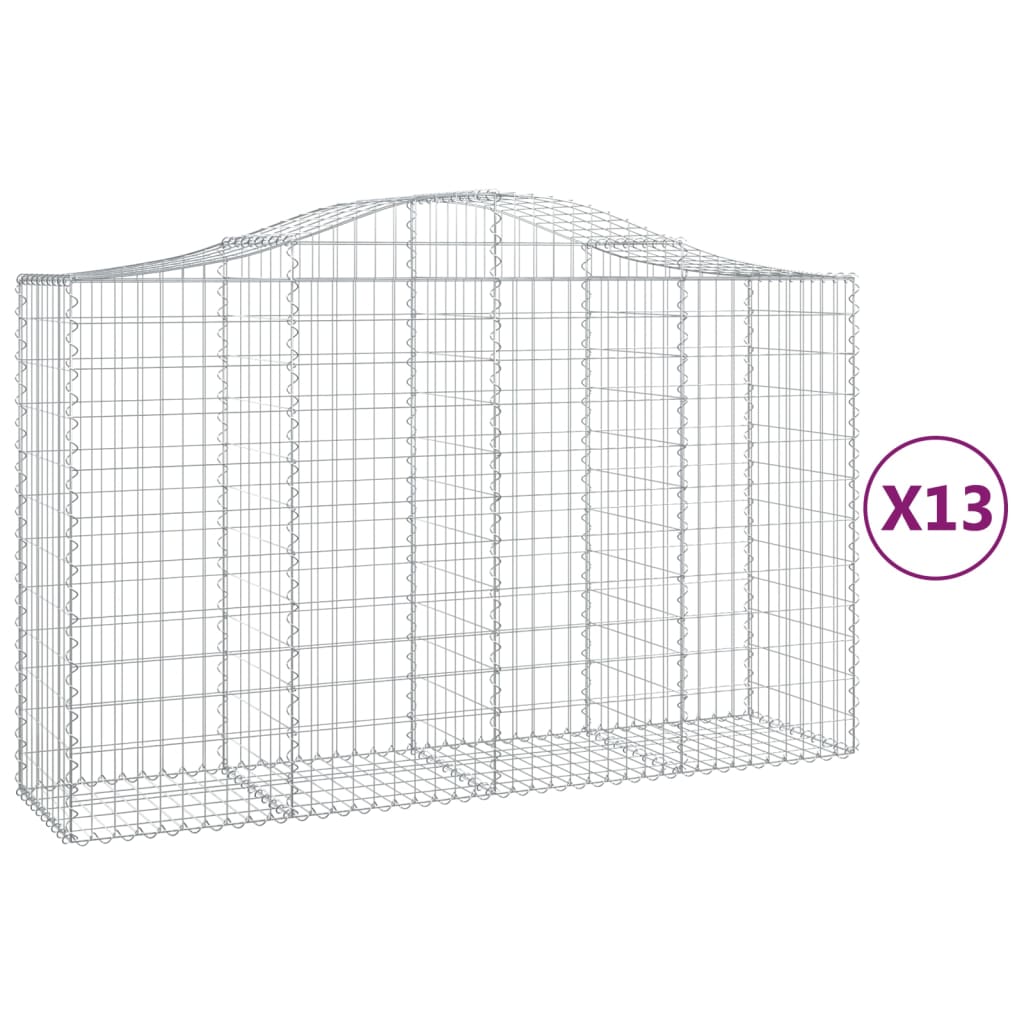 vidaXL Gabionen mit Hochbogen 13Stk. 200x50x120/140cm Verzinktes Eisen