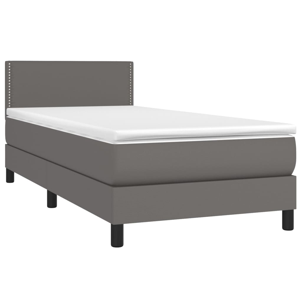 vidaXL Boxspringbett mit Matratze Grau 80x200 cm Kunstleder