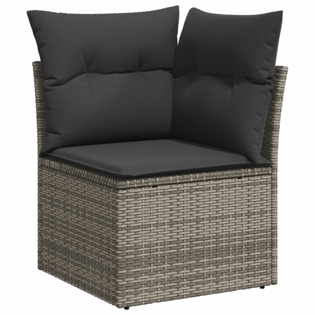 vidaXL 9-tlg. Garten-Sofagarnitur mit Kissen Grau Poly Rattan