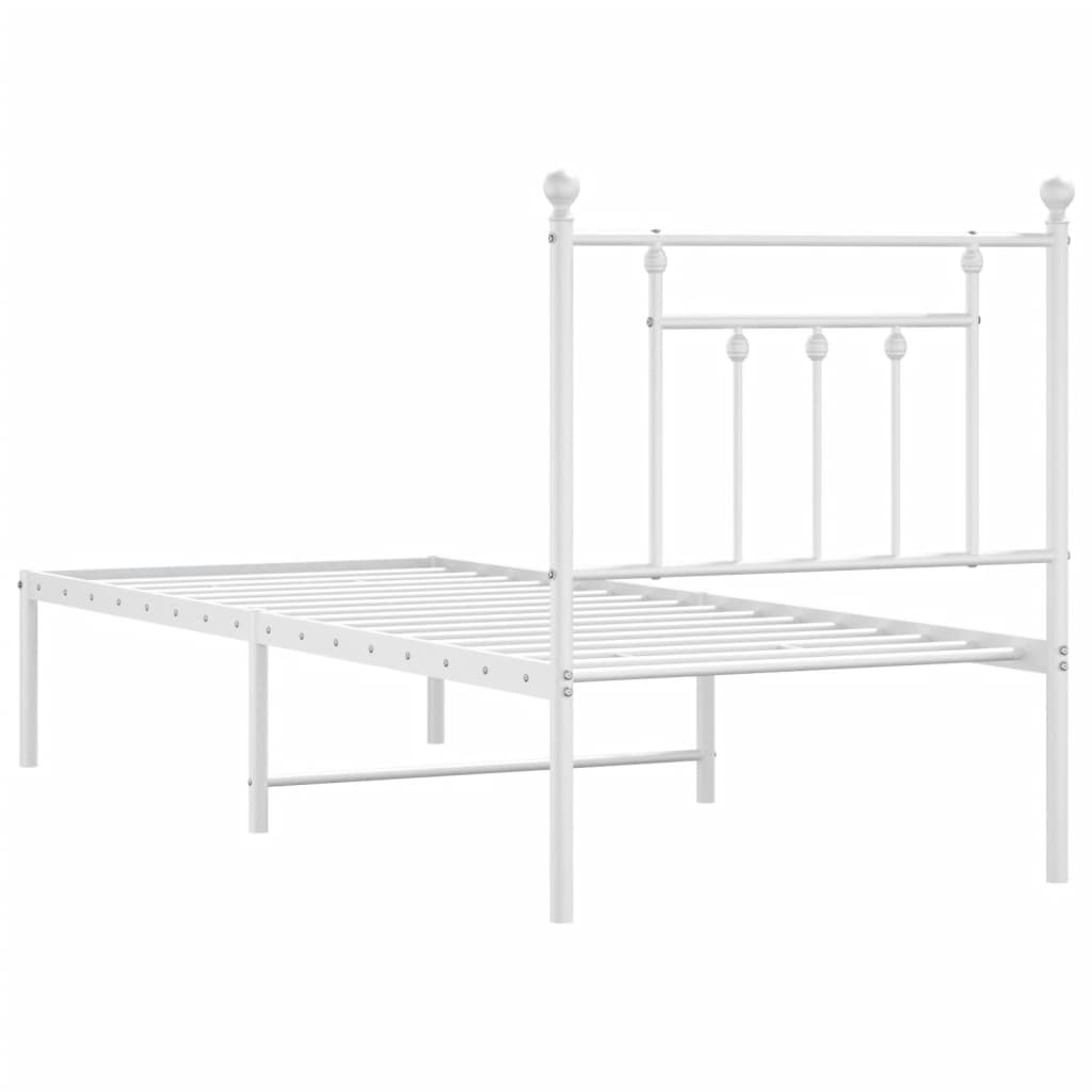 vidaXL Metallbett ohne Matratze mit Kopfteil Weiß 75x190 cm