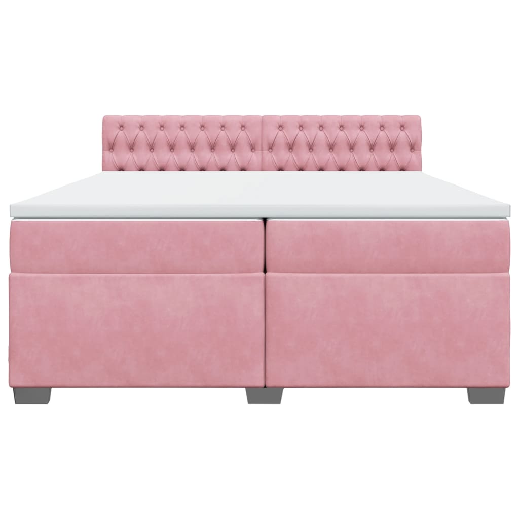 vidaXL Boxspringbett mit Matratze Rosa 200x200 cm Samt