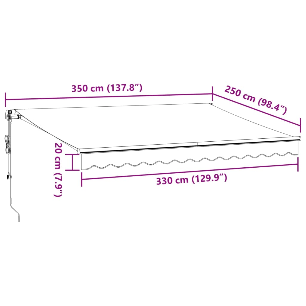 vidaXL Markise Automatisch mit LED Weinrot 350x250 cm