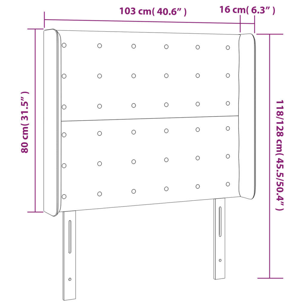 vidaXL Kopfteil mit Ohren Rosa 103x16x118/128 cm Samt