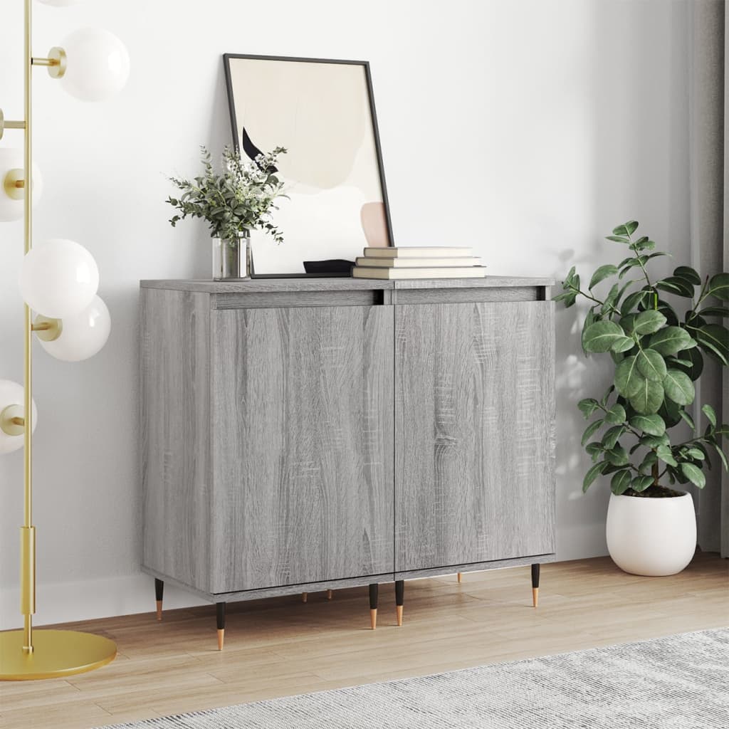 vidaXL Sideboards 2 Stk. Grau Sonoma 40x35x70 cm Holzwerkstoff