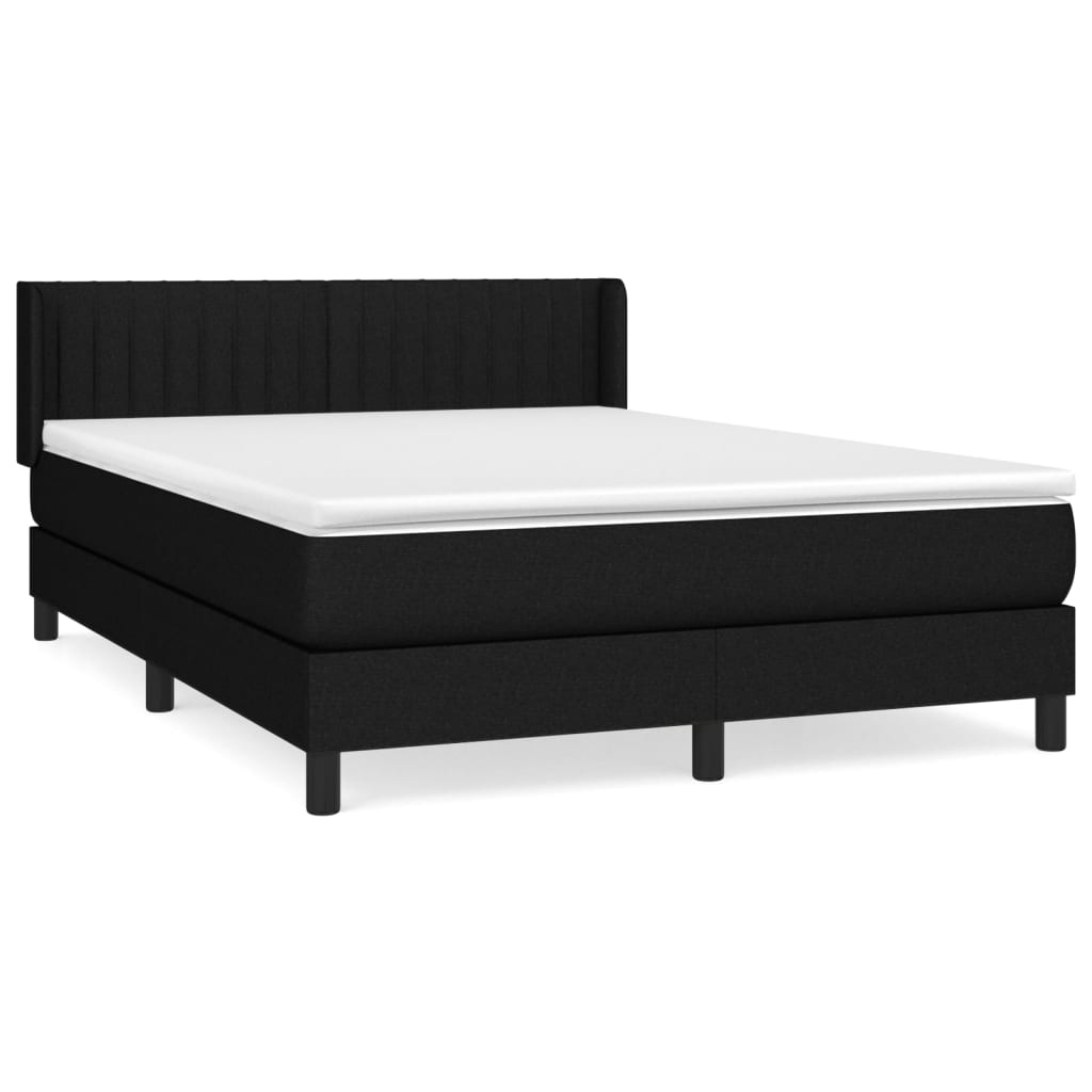 vidaXL Boxspringbett mit Matratze Schwarz 140x190 cm Stoff